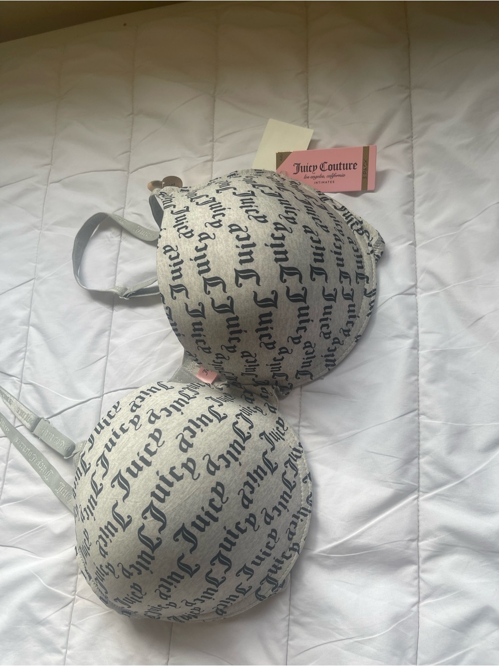 Juicy Couture Cream and Black strapless molded cup Bra